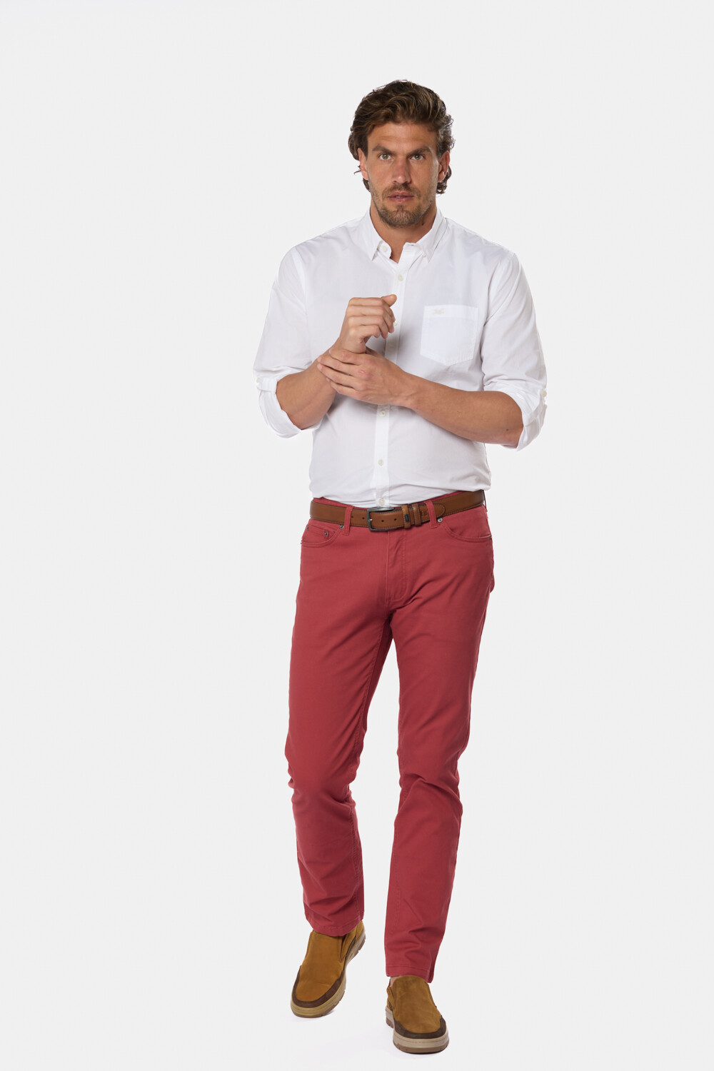 PANTALÓN 5 BOLSILLOS CON SPANDEX Bordeau