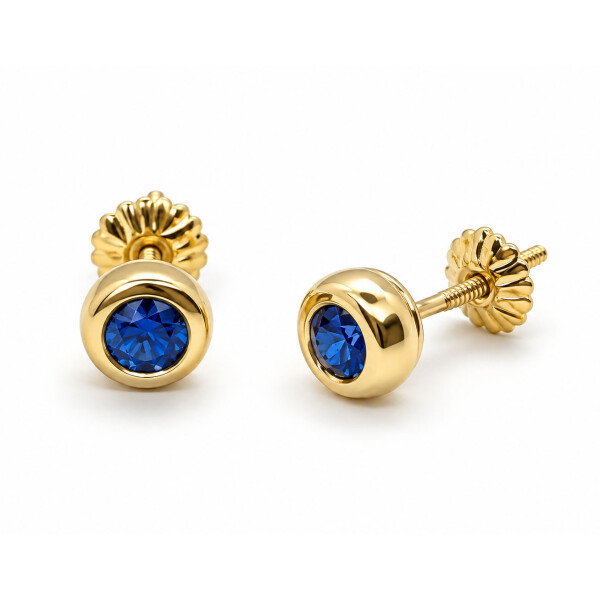 Caravanas Dot de Oro Amarillo 18k y Zafiros Azules Caravanas Dot de Oro Amarillo 18k y Zafiros Azules