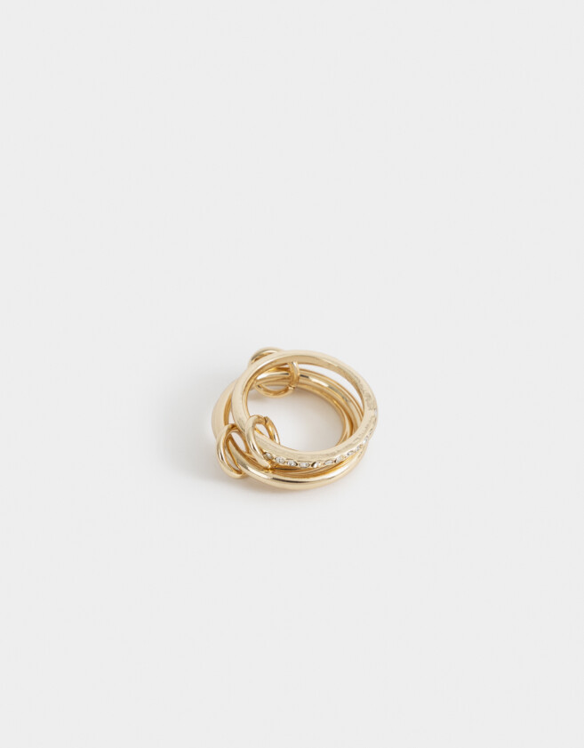 Anillos Medianos y Grandes Con strass Anillo De Metal Con Strass - Dorado