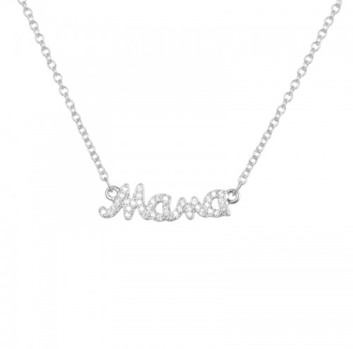 Conjunto de colgante y dije de plata 925 con circonias, MAMÁ 