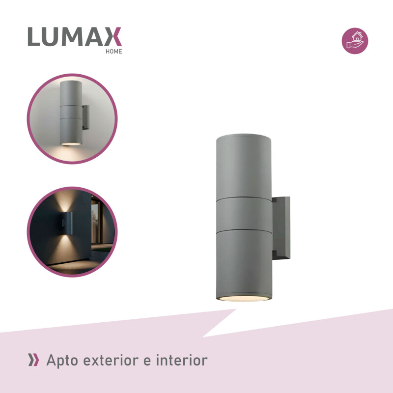 Lámpara Exterior Doble en Aluminio Lumax Modelo Stafford Gris