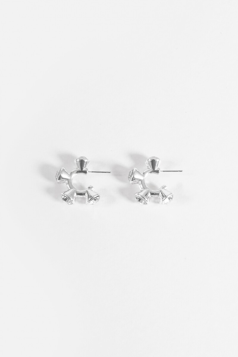 Aros piedritas plateado