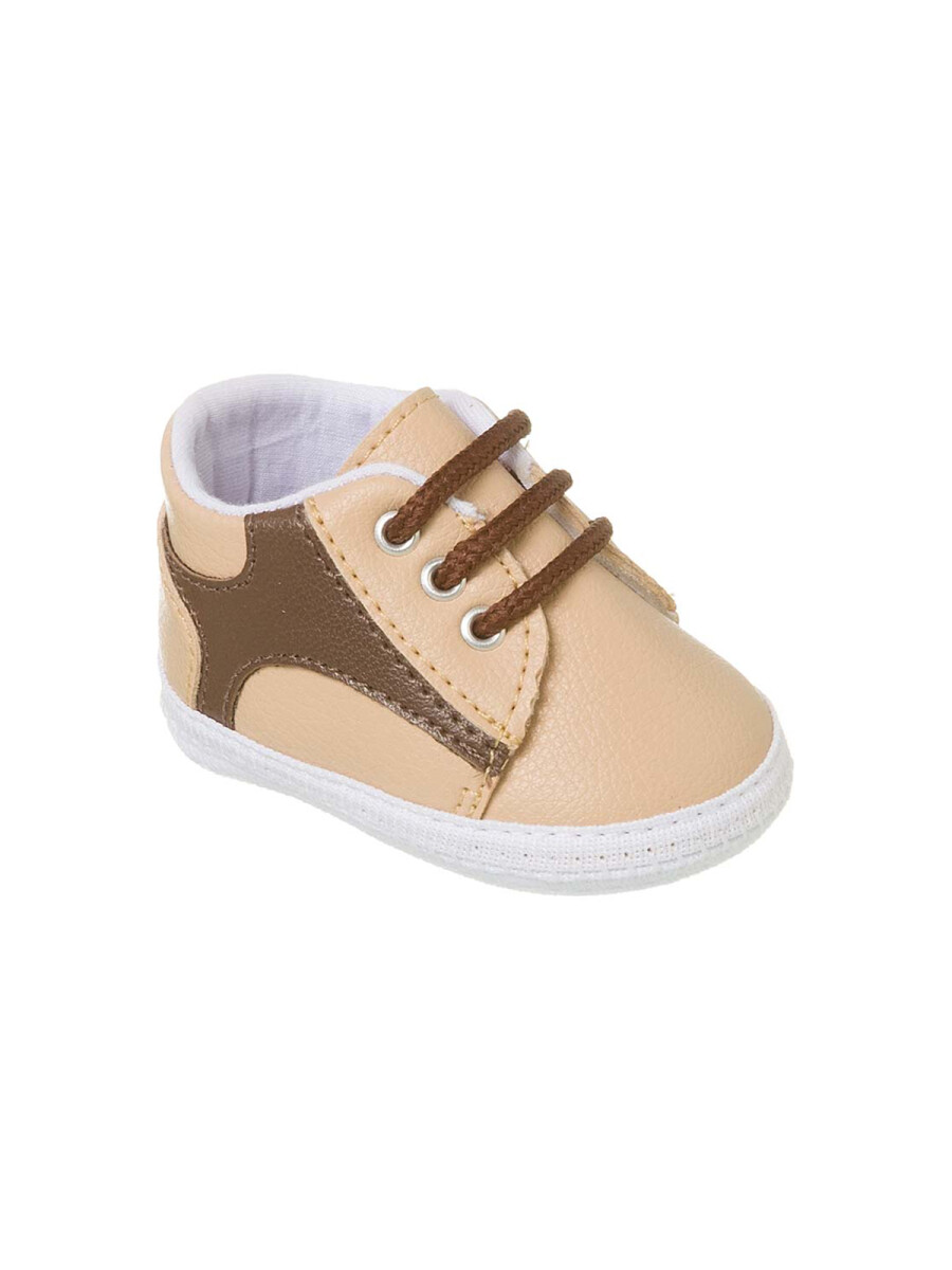 Tenis Acordonado Bebe - Beige / Marron 