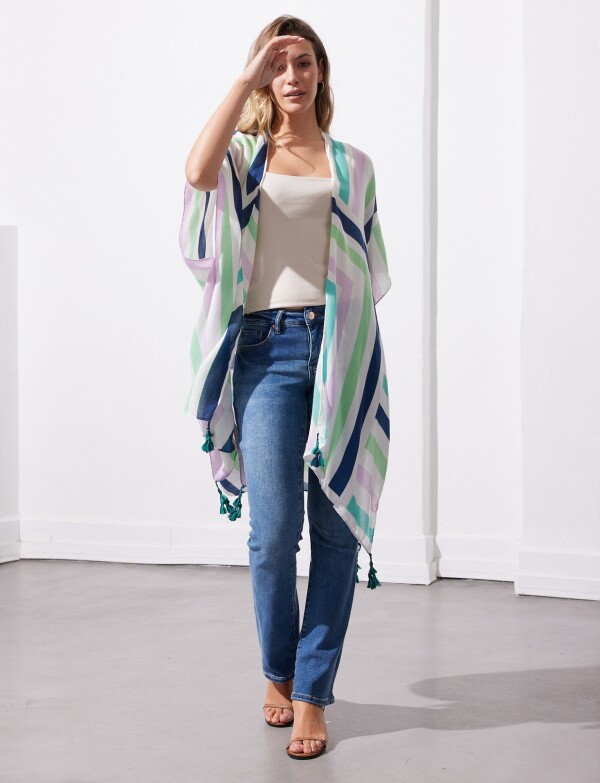 Kimono Lineas MULTI/AZUL