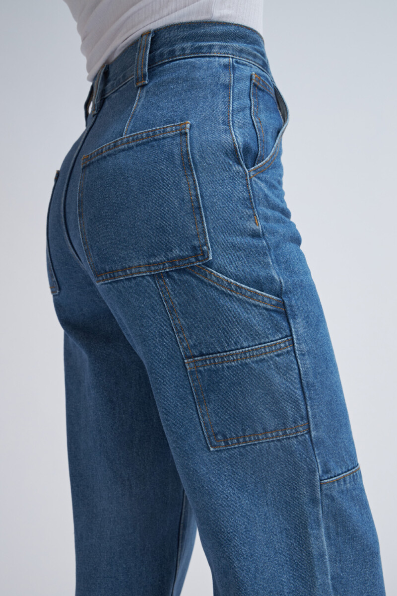 Pantalón de jean cargo Azul Medio