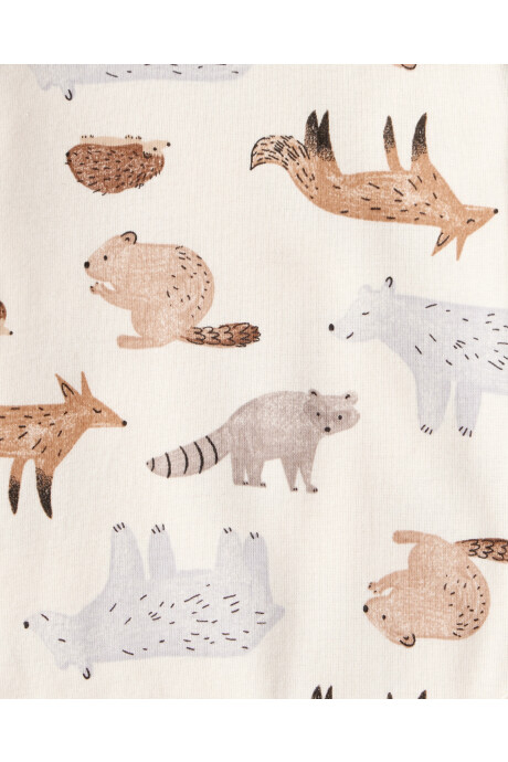 Set tres piezas de algodón, pantalón y dos bodies, diseño zorro Sin color