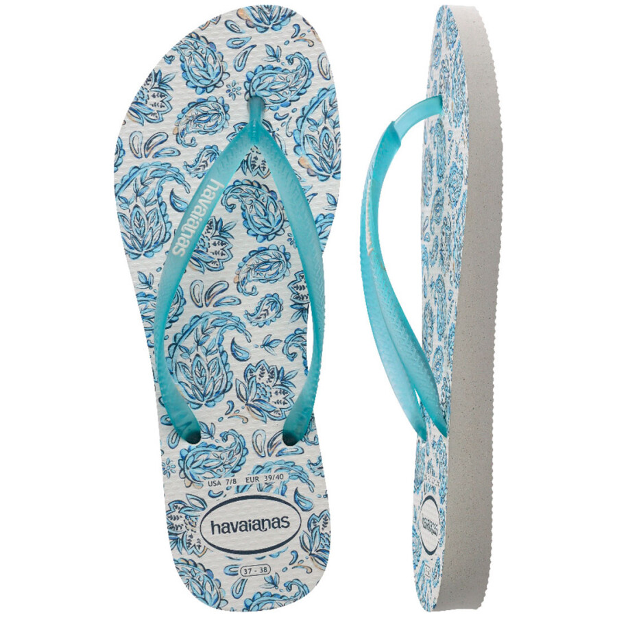 Sandalias de Mujer Havaianas Slim Daydream Blanco - Celeste