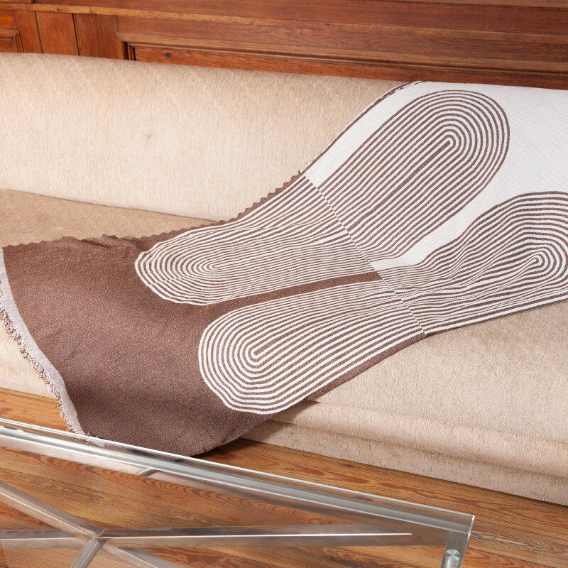 Manta para sillón y cama con diseños semicírculo marrón 180 x 230 cm