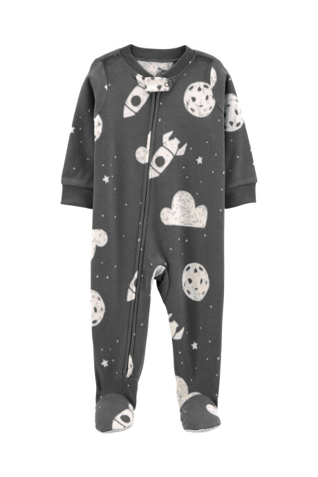 Pijama una pieza de micropolar con pie diseño cohetes Sin color