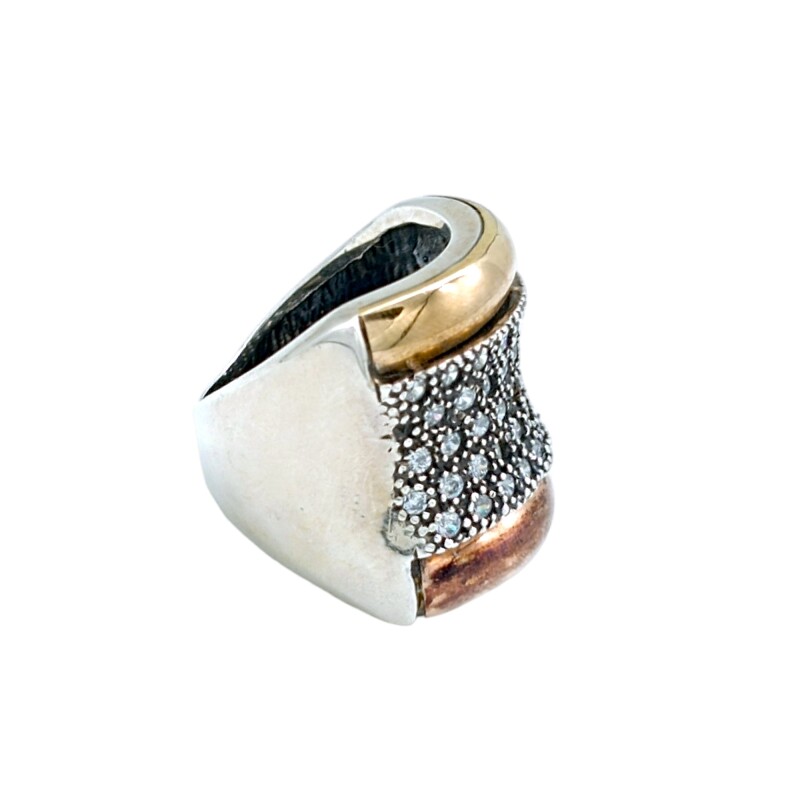 Anillo Varios-Plata y Oro-Piedra Zirconia-AN5073 conpiedra