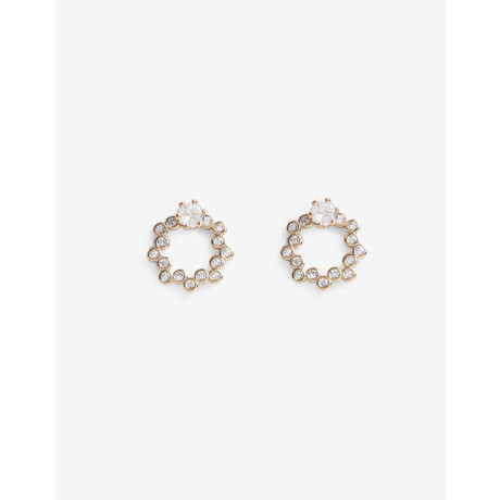 Aros Pasantes Circulares Con Cubic Dorado