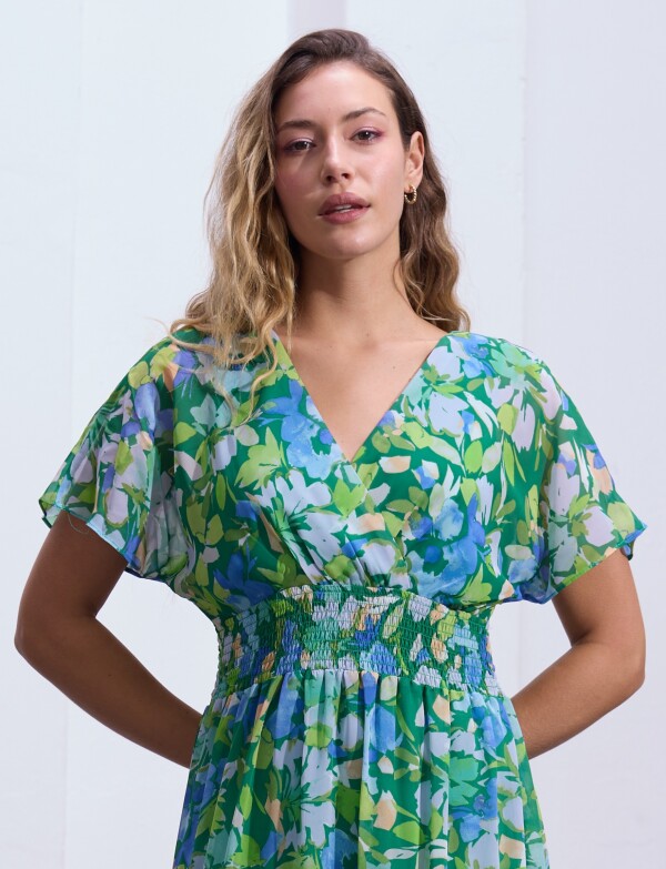 Vestido Maxi Dolman VERDE/MULTI