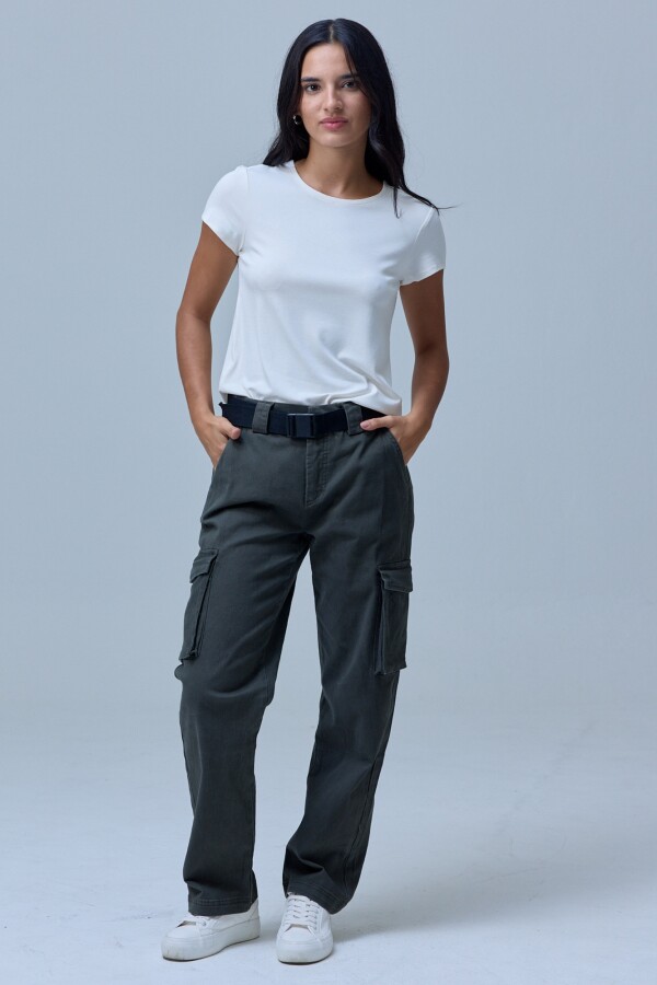 Pantalon Cargo Cinto OLIVA