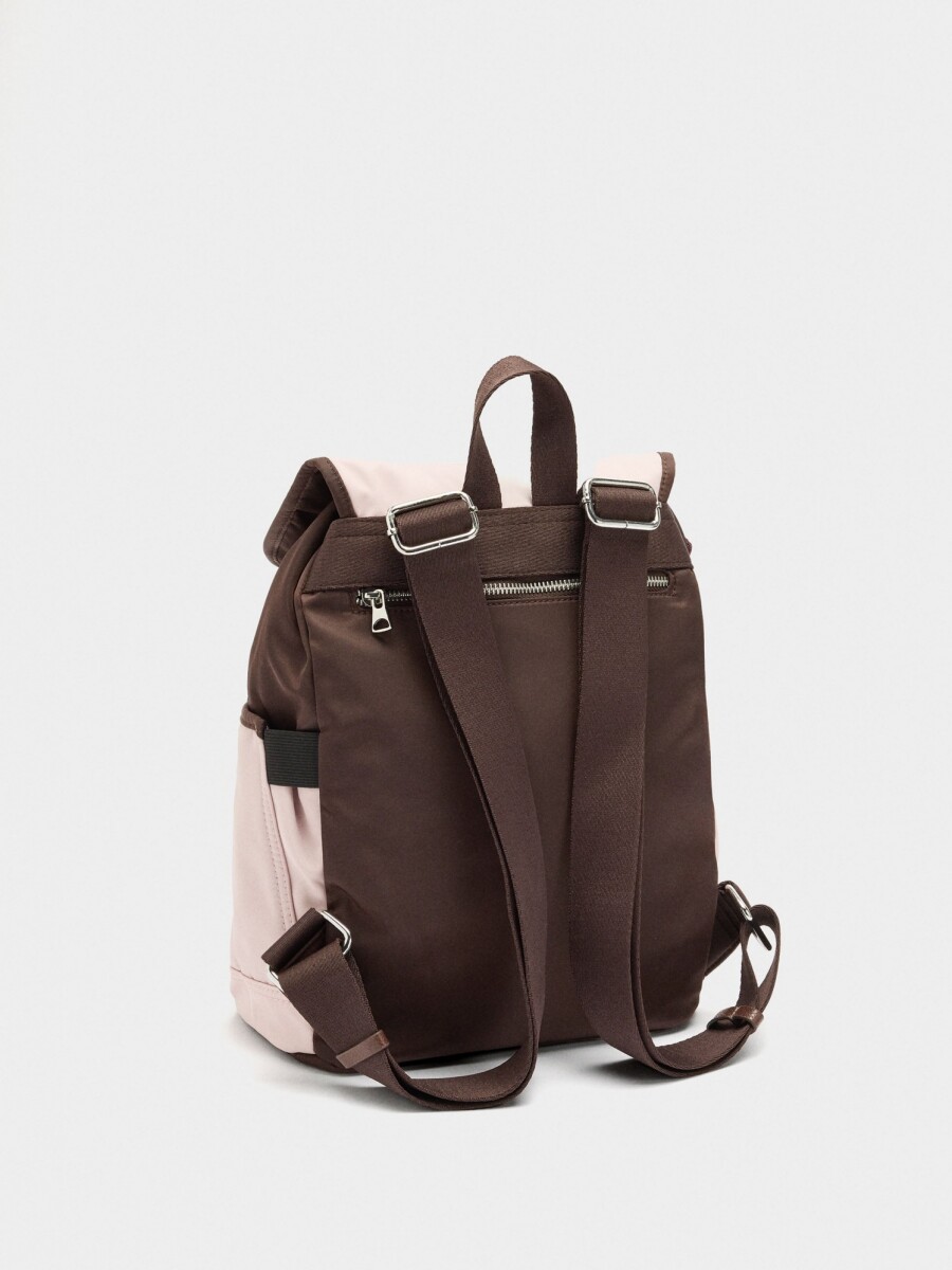 Mochila Color Block Con Nylon burdeos