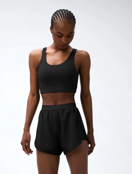 SHORT DEPORTIVO EN MALLA TEXTURIZADA NEGRO