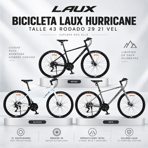 Bicicleta De Montaña Laux Hurricane 21v Rodado 29/700 43'' GRIS