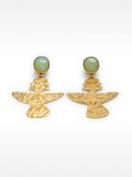 Pendientes De Brass Con Piedra dorado