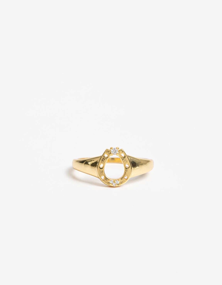 Anillo Herradura Bañado En Oro Con Cubic Zirconia - Dorado 