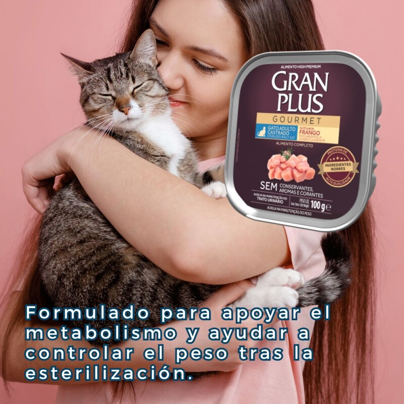 PATE GRAN PLUS GATO ADULTO CASTRADO POLLO 100 GRS PATE GRAN PLUS GATO ADULTO CASTRADO POLLO 100 GRS