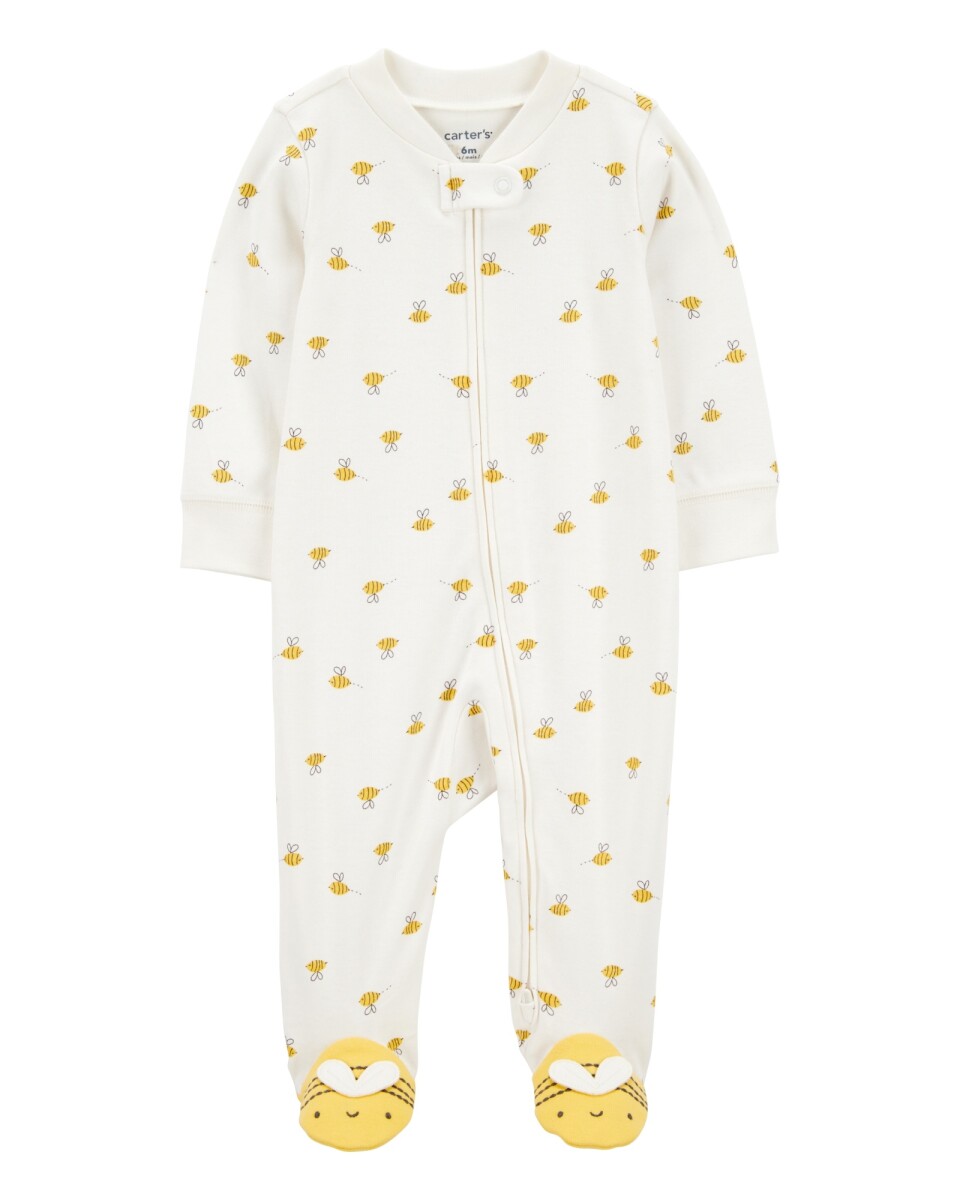 Pijama una pieza de algodón, con pie, diseño abejas 