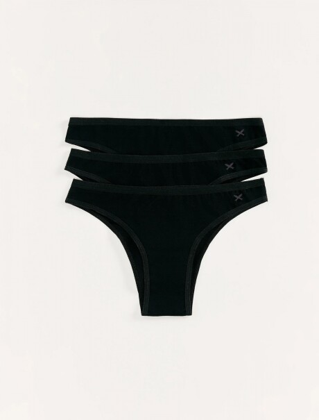CONJUNTO DE 3 BOMBACHAS TIPO TANGA DE TELA DE MALLA NEGRO