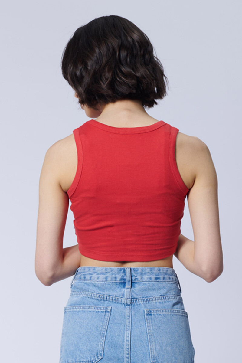 Musculosa crop rib Rojo