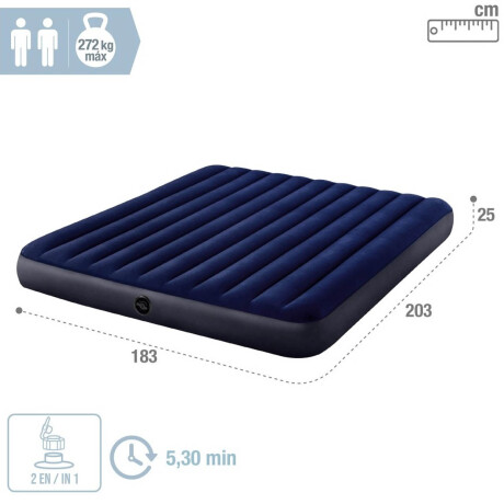 Colchón Inflable Intex 2p King Grande 183x203CM + Inf Azul Marino
