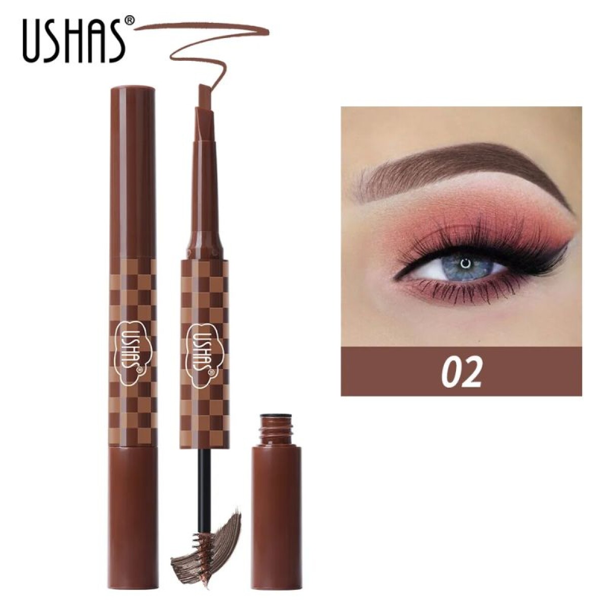 Ushas - Lapiz 2 En 1 Para Cejas - Tono 02 