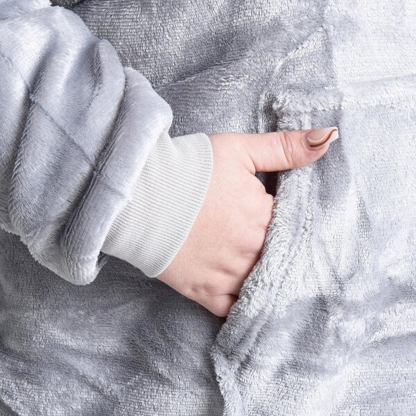 Manta Buzo Canguro Con Capucha Corderito Invierno Suave Variante Color Gris