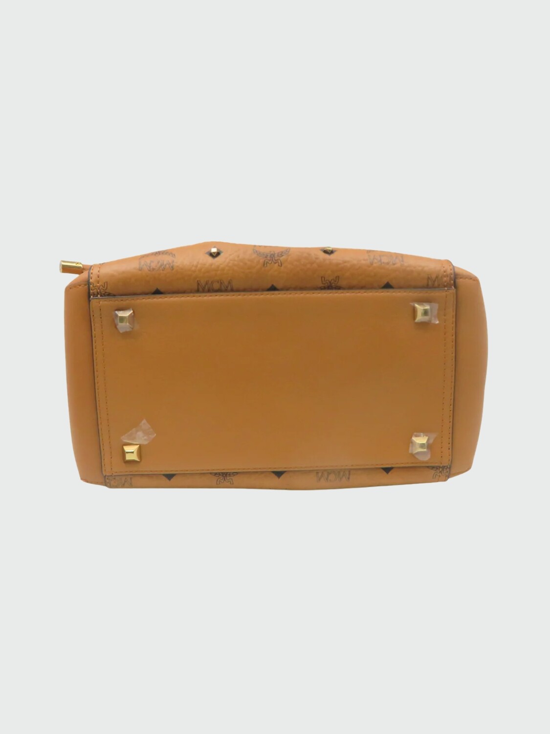 Cartera bombonera de cuero con monograma Camel