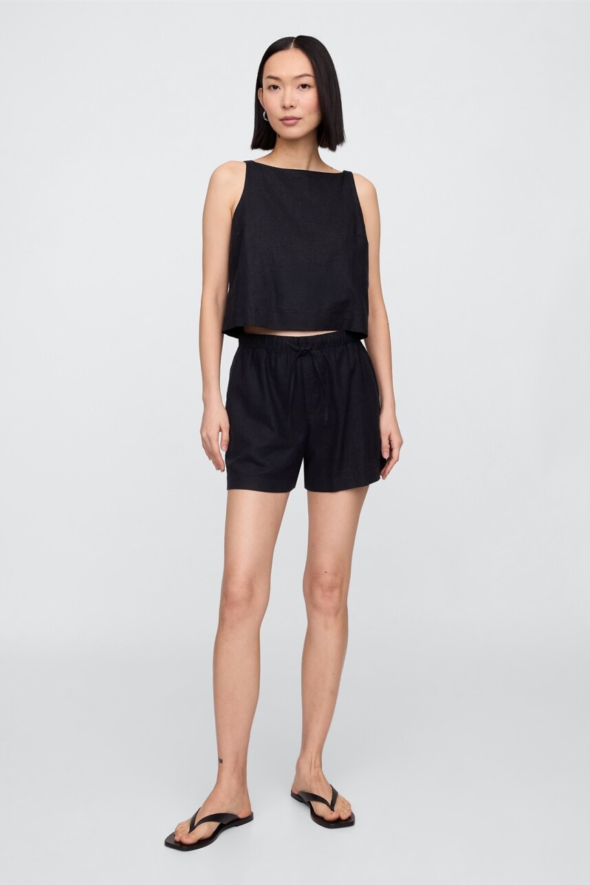 Short De Lino Mujer Black 1