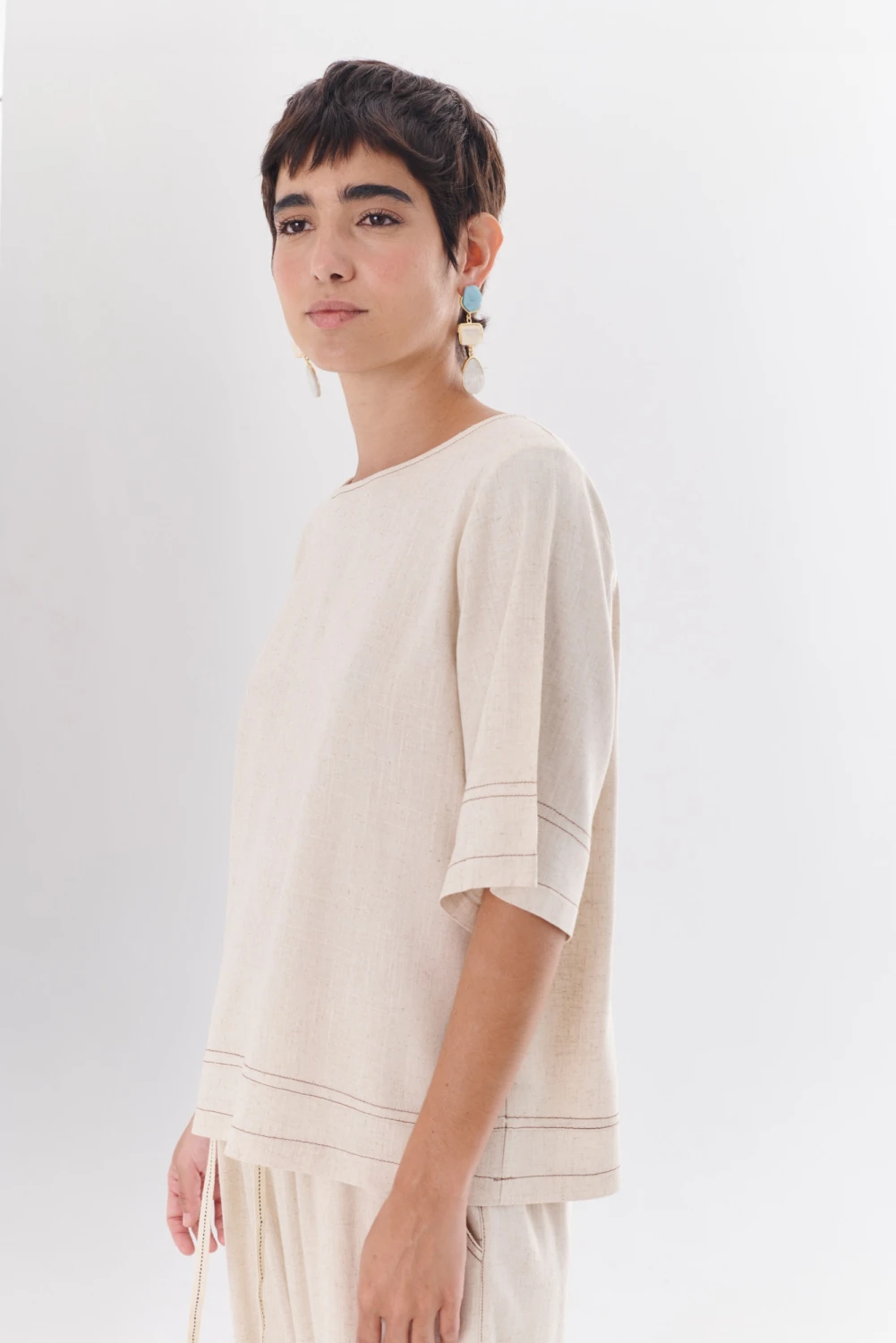 BLUSA LINO EVA beige 1