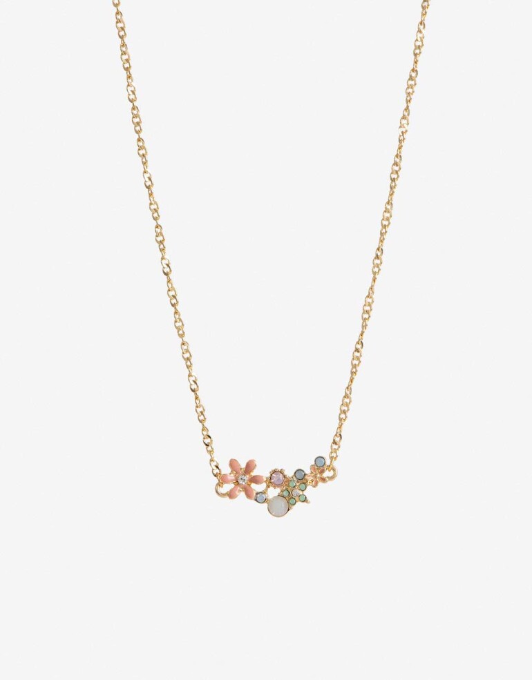 Cadena Corta con Dije Esmalte Collar Con Dije Flor - Dorado