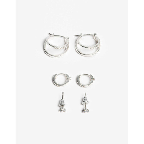 Set De Aros Cubic Zirconia Plateado