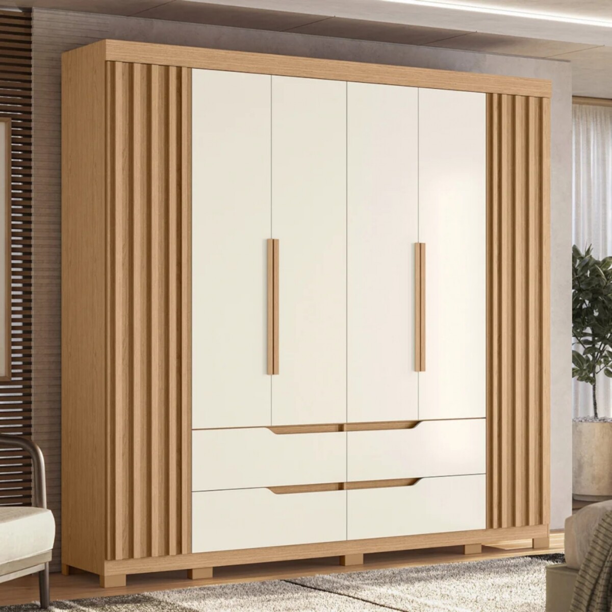 Ropero 6 puertas 4 cajones - Doble Casal - Beige 