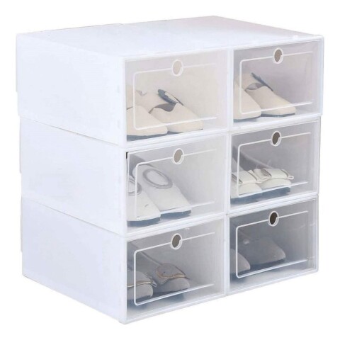 Caja Organizadora Zapatos Zapatera 12 Unidades Caja Apilable Color Variante Blancogrande