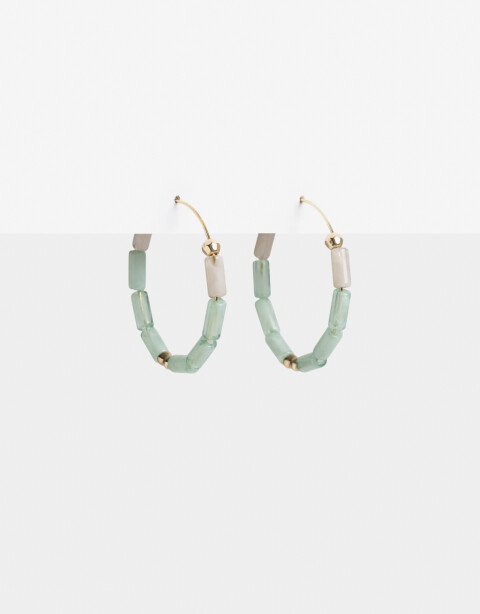 Aros Argollas Acrilico Aros Argolla Metal Y Beads - Dorado