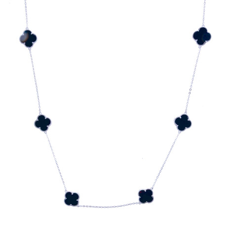 Gargantilla de plata 925 rodinadaLa con apliques en onix. Gargantilla de plata 925 rodinadaLa con apliques en onix.