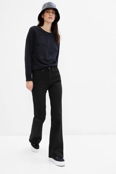 Jean 70S Flare Tiro Alto Mujer Black Wash
