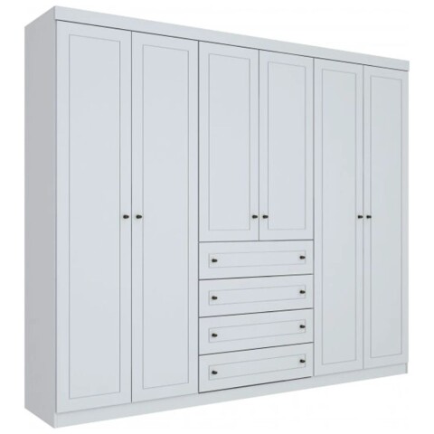 Placard Ropero 6 Puertas 4 Cajones MDF y MDP Blanco Americano Placard Ropero 6 Puertas 4 Cajones MDF y MDP Blanco Americano