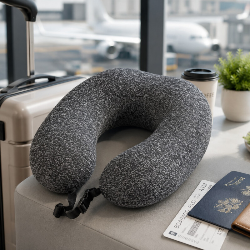 Almohada para Viaje con Memoria Gris Oscuro