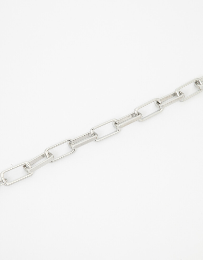 Pulseras Flexibles Metal Pulsera Flexible Maxi Eslabones - Plateado Rodio