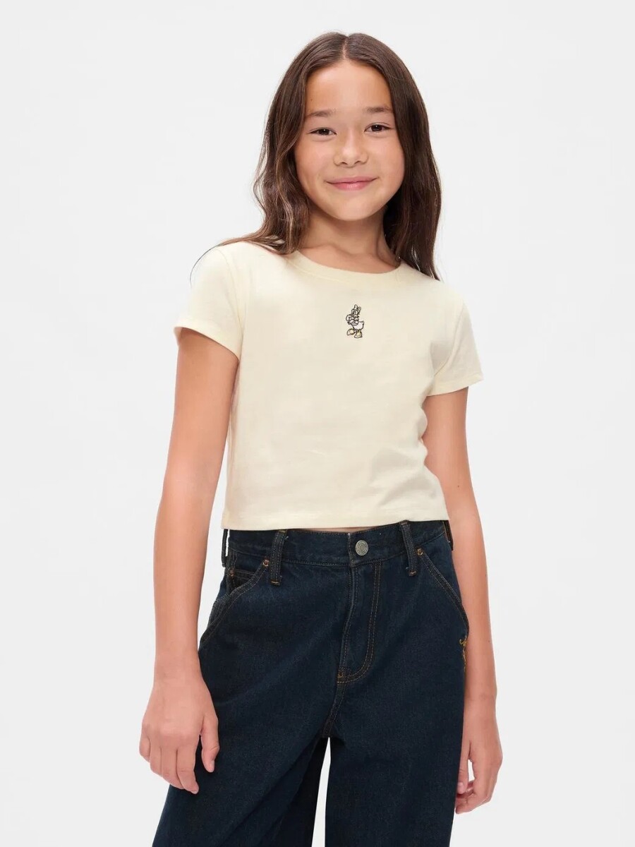 Remera Crop Minnie Niña - Ivory Frost 