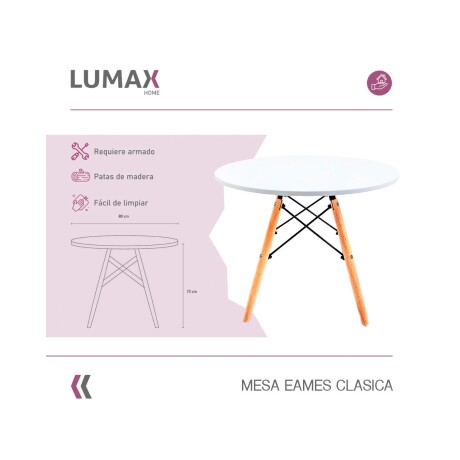Juego de comedor Con Mesa Circular de 80cm + 4 Sillas Eames Rojo