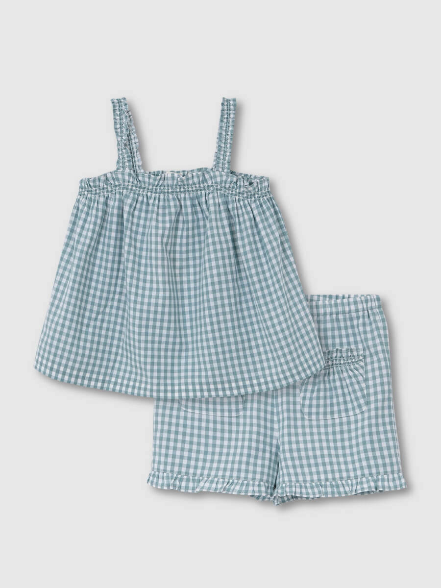 Pijama Vichy Y Smock Verde