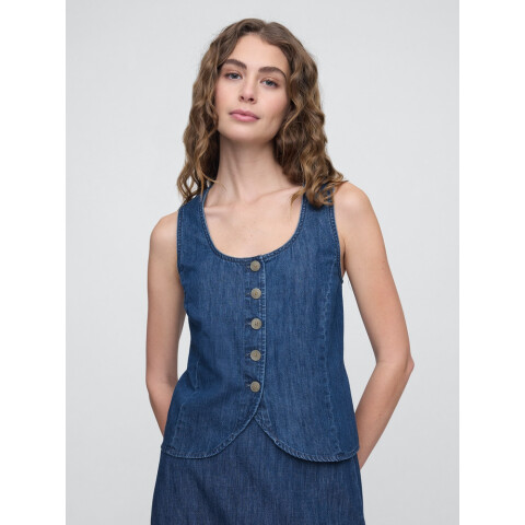 V-SCOOP NECK VEST - DENIM MEDIUM INDIGO 21