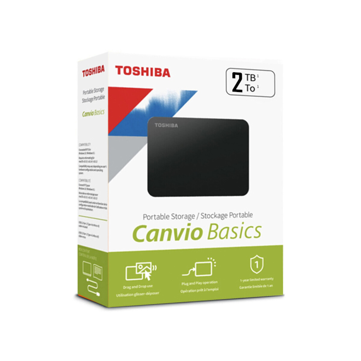 Disco duro externo 2.5" 2TB Toshiba Canvio USB 3.2 - Unica 