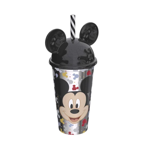 Vaso Plástico Milk Shake con Forma y Pajita Mickey 500 ml U
