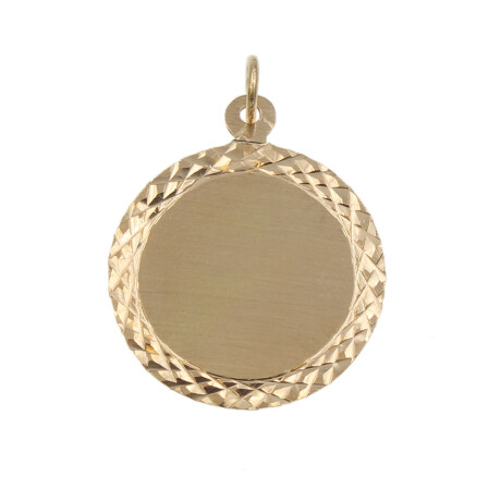 Medalla en oro amarillo 18k con marco labrado - 19mm -incluye grabado Medalla en oro amarillo 18k con marco labrado - 19mm -incluye grabado