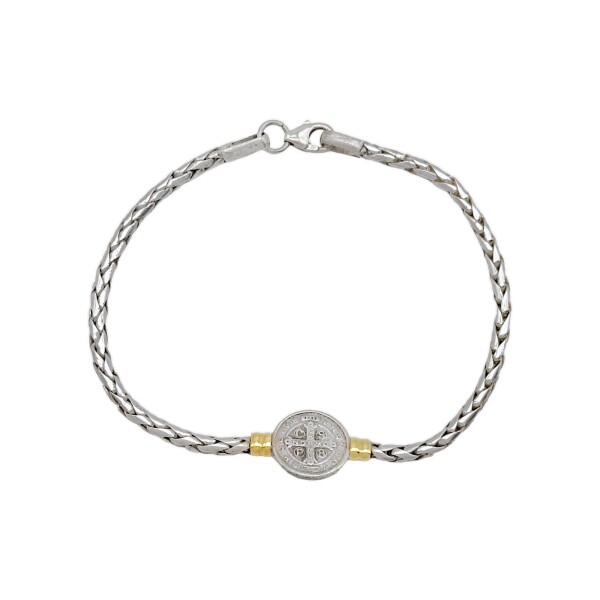 Pulsera San Benito-Plata y Oro-Sin piedra-PU5055 sinpiedra